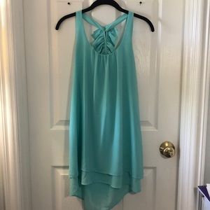 Light Blue Chiffon Dress with Back Ruffle